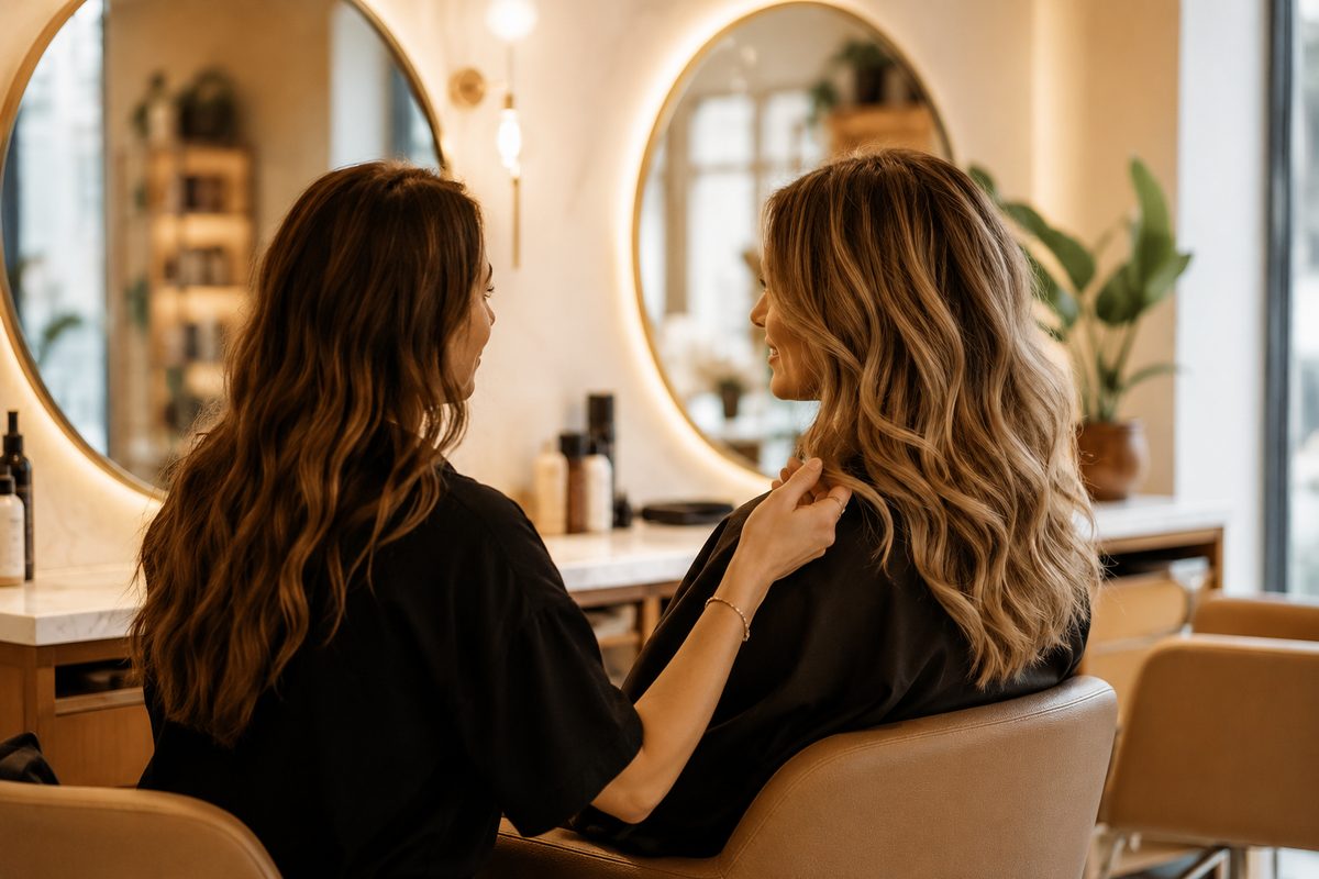 Kapper en klant in gesprek in de salon